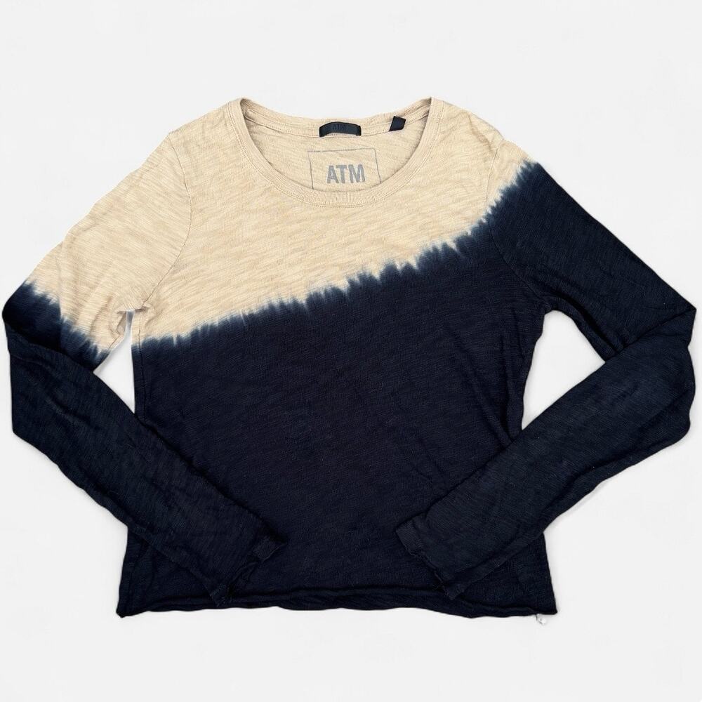 ATM Split Tie Dye Crew Neck Long Sleeve Shirt